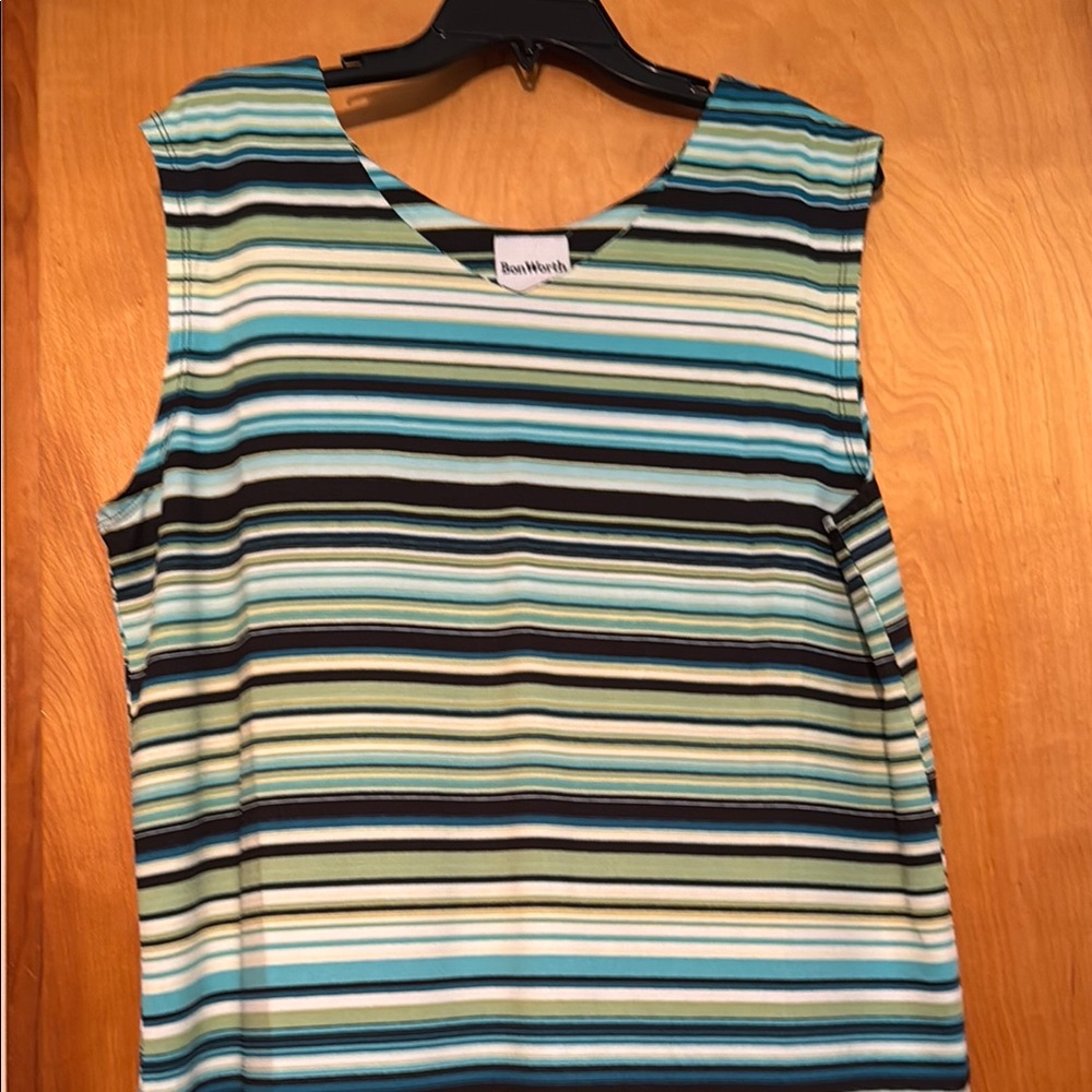BonWorth Blue and Black Fitted Sleeveless Tank Top